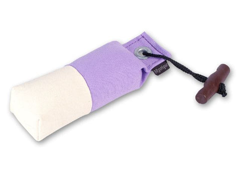 purple/white canvas pocket dog dummy