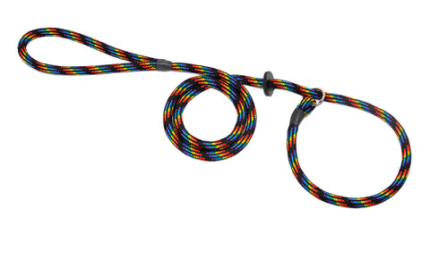 rainbow Gundog Slip Lead with rubber/leather stopper