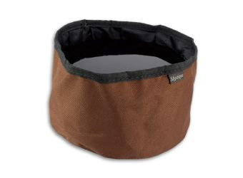 brown collapsible travel dog bowl
