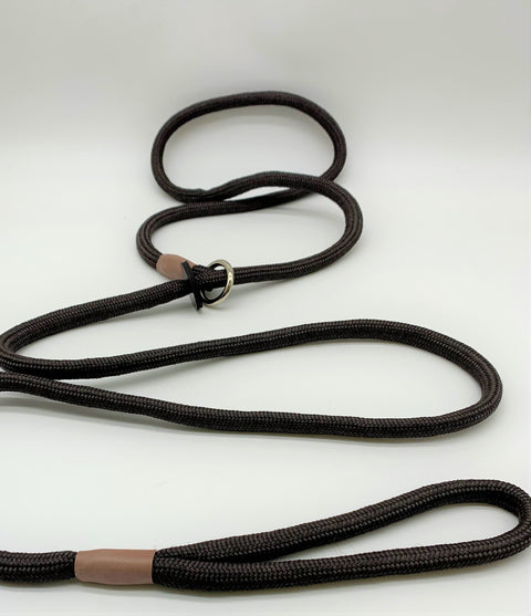 brown braided slip head collar lead