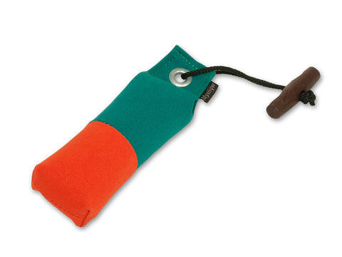 green/orange canvas pocket dog dummy