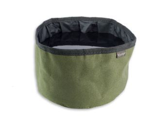 khaki collapsible travel dog bowl