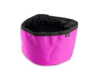 pink collapsible travel dog bowl