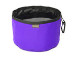 purple collapsible travel dog bowl