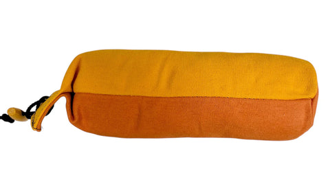 Yellow and orange traditional dummy on a white background