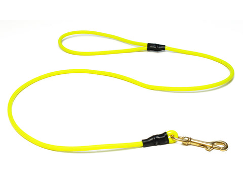 A neon yellow dog gun leash for sale at Muntjac Trading