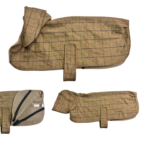Hooded Soft Tweed Fleece Lined Dog Coat - End of Line