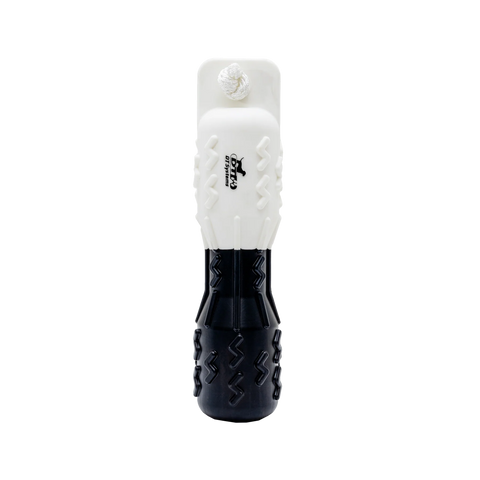Black and white dog dummy with a textured design on a white background