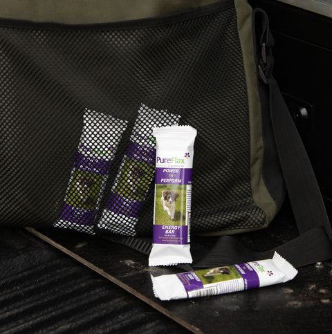 PureFlax energy bar for dogs in a bag