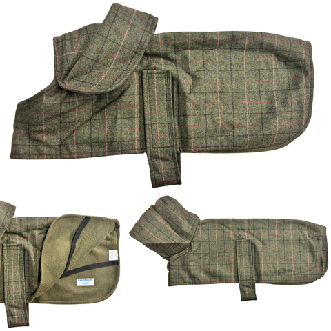 Hooded Soft Tweed Fleece Lined Dog Coat - End of Line