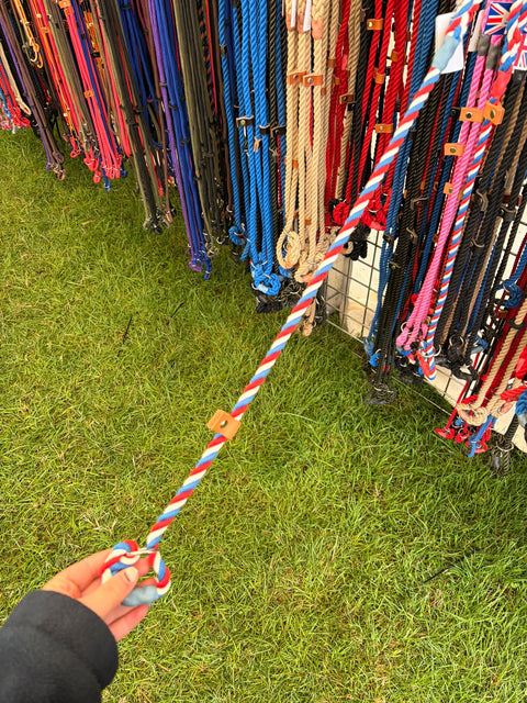 British Made Rope Slip Lead with Leather Stopper