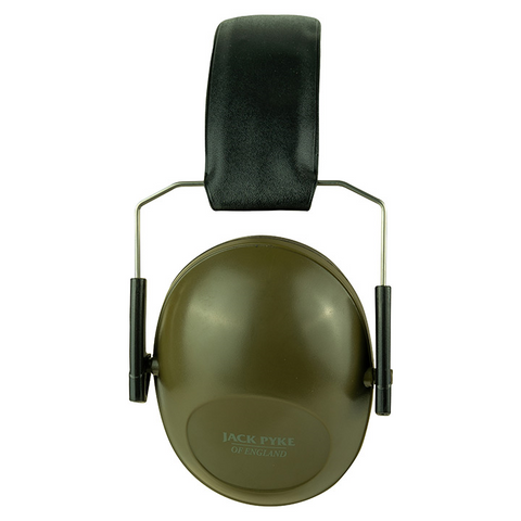Green ear defenders with 'Jack Pyke' branding on a white background
