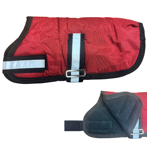 Padded Fleece Lined Dog Coat with Reflective Strips - End of Line
