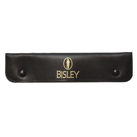 Black leather sheath with 'Bisley' branding on a white background