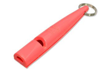 coral dog whistle on a white background 