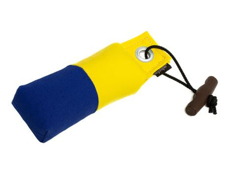 navy/yellow canvas pocket dog dummy