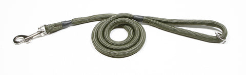 khaki braided dog lead with clip and ring