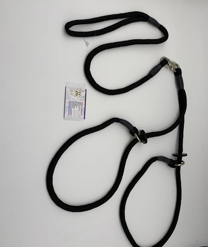 black braided dog lead for 2 dogs