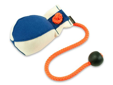 blue/white Canvas dummy ball for dog training