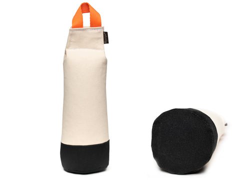 white/black straight line dog dummy