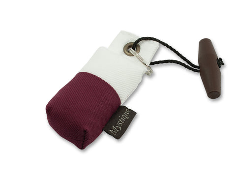 burgundy/white keyring dog dummy