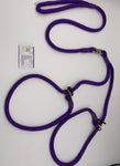 purple braided dog lead for 2 dogs