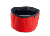 red collapsible travel dog bowl