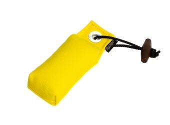 yellow canvas pocket dog dummy
