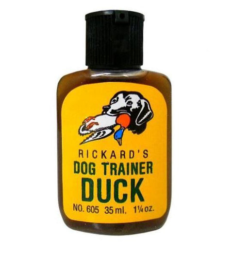 A bottle of Pete Rickard's Dog Trainer Duck Scent 