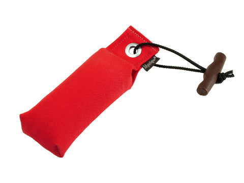 red canvas pocket dog dummy