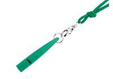 green acme gundog whistle with green lanyard