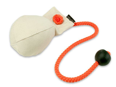 white Canvas dummy ball for dog training