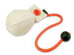 white Canvas dummy ball for dog training